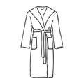 Bath robe, robe for the shower, bathrobe, doodle style, sketch illustration, hand drawn, vector