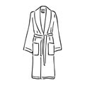 Bath robe, robe for the shower, bathrobe, doodle style, sketch illustration, hand drawn, vector