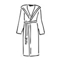 Bath robe, robe for the shower, bathrobe, doodle style, sketch illustration, hand drawn, vector