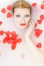 Bath with rose petals Royalty Free Stock Photo