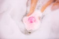 Pink Bath Bomb In Water Royalty Free Stock Photo