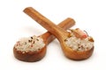 Bath salts on spoons Royalty Free Stock Photo