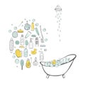 Bathroom items. Vector   illustration Royalty Free Stock Photo