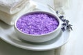 Bath set with lavender sea salt Royalty Free Stock Photo