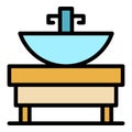 Bath sink system icon color outline vector