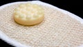Bath soapy sponge on white background Royalty Free Stock Photo