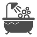 Bath solid icon. Shower vector illustration isolated on white. Bathtub glyph style design, designed for web and app. Eps