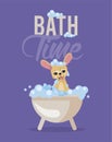 Bath time of chihuahua dog cartoon Royalty Free Stock Photo