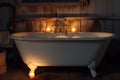 bath time in a clawfoot tub, candlelit