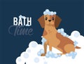 Bath time of dog cartoon Royalty Free Stock Photo