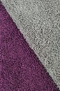 Bath towels background, grey, crimson maroon purple violet red raspberry pattern, vertical large detailed textured macro closeup, Royalty Free Stock Photo