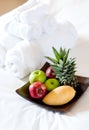 Bath towels and fruit Royalty Free Stock Photo