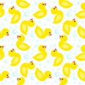 bath toy duck and soap bubbles vector seamless pattern Royalty Free Stock Photo