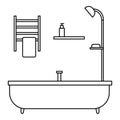 Bath tube icon, outline style