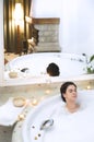 Bath in a whirlpool hot tub jacuzzi. Royalty Free Stock Photo