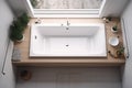 interior apartment elegant room white design home tub indoor window house. Generative AI.