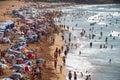 Bathers and beach of Algerian coast in Kabylia