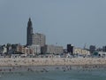 Bathers at the beach of Le Havre seen from Sainte-Adresse, Normandy, France