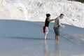 Bathers at Cotton Castle in Pamkkale in Turkey.