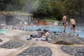 Bathers relax in a thermal pool at the Papallacta Hot Springs in Ecuador.