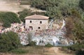 Bathers in the springs of Terme di Saturnia, Italy Royalty Free Stock Photo