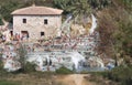 Bathers in the Terme di Saturnia, Tuscany, Italy Royalty Free Stock Photo