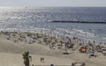 Bathers and Tourists on Trumpledor Beach in Tel Aviv in Israel Royalty Free Stock Photo