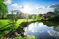 Bathhouse near lake Royalty Free Stock Photo