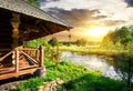 Bathhouse at sunset