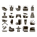 Bathing Baby Tool Glyph Set Vector