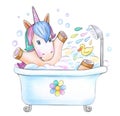 Bathing baby unicorn.