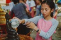 Bathing the Buddha statue in songkran festival