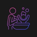 Bathing child gradient vector icon for dark theme