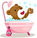 Bathing cute bear