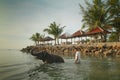 Bathing elephants in the Gulf of Siam