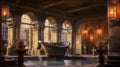 Bathing in History: An Exquisite Illustration of an Ancient Roman Bathhouse Royalty Free Stock Photo