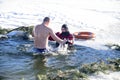 bathing in the hole for baptism, Ukraine, Chernigov.