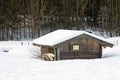 Bathing hut at Lake Geroldsee in winter Royalty Free Stock Photo