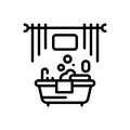 Black line icon for Bathing, taking bath and foam Royalty Free Stock Photo