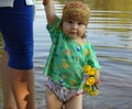 Bathing of little girl