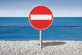 Bathing prohibition - concept image with road sign