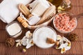 Bathing spa kit with sea salt Royalty Free Stock Photo