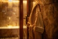 Bathrobe hanging by modern bathroom Royalty Free Stock Photo