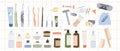 Bathroom accessories, bath items, toiletry. Organic cosmetics. Zero waste bathroom, reusable products Royalty Free Stock Photo