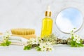 Bathroom accessories, natural cosmetic product, serum, massage, aroma, essential