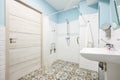 Bathroom adapted for disabled people. Contemporany accessibility indoor architecture