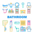 bathroom bath equipment hygiene icons set vector