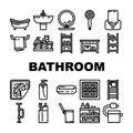 bathroom bath equipment hygiene icons set vector