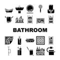 bathroom bath equipment hygiene icons set vector