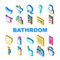 bathroom bath equipment hygiene icons set vector